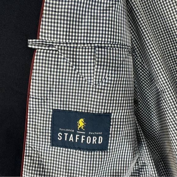 Stafford Men’s Wool Blazer Size 46R Navy Gold Button Single Breasted - Picture 10 of 12